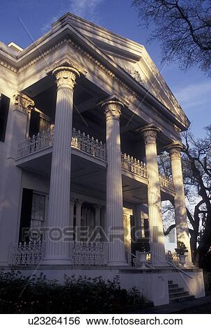 Stock Photograph -  mansion, antebellum, Natchez, MS, Mississippi, Stanton Hall one of America's largest antebellum mansions in the town of Natchez. . Fotosearch