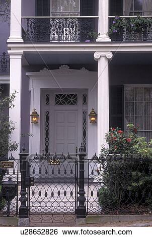 Stock Photograph -  mansion, New Orleans, Louisiana, Garden District, LA, Mansion at 1239 First Street in the Garden District in New Orleans. . Fotosearch