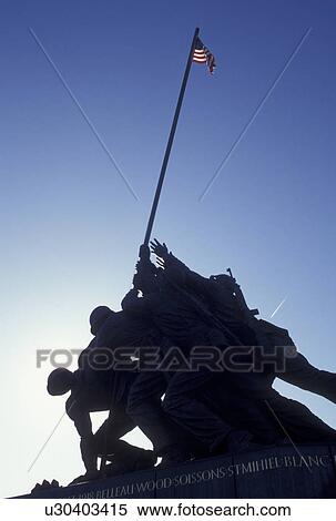Stock Photography -  Marine Corps Memorial, Iwo Jima, Arlington, VA, Arlington Nat'l Cemetery, Virginia, The U. S. Marine Corps Memorial, Iwo Jima, at the Arlington National Cemetery.. Fotosearch