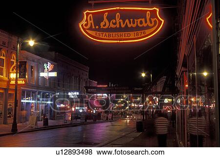 Memphis, Beale Street, neon signs, TN, Tennessee, Night life along Beale Street in Memphis. View Large Photo Image Stock Photo - Memphis, Beale Street, neon signs, TN, Tennessee, Night life along Beale Street in Memphis.. Fotosearch