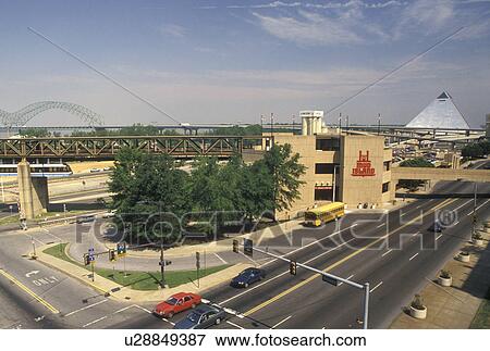 Memphis, TN, Tennessee, Aerial view of Front Street along the Mississippi River in Memphis. View Large Photo Image Stock Photo - Memphis, TN, Tennessee, Aerial view of Front Street along the Mississippi River in Memphis.. Fotosearch
