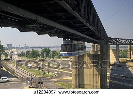 Memphis, TN, Tennessee, Mud Island Monorail crosses the Mississippi River in Memphis. View Large Photo Image Stock Photo - Memphis, TN, Tennessee, Mud Island Monorail crosses the Mississippi River in Memphis.. Fotosearch