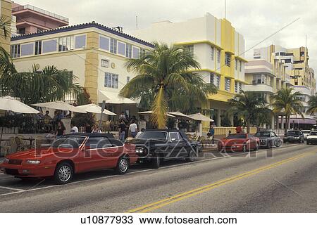 Miami Beach, FL, Art Deco District, Florida, Miami, Atlantic Ocean, Cafes along Ocean Drive in the Art Deco District in Miami Beach. View Large Photo Image Stock Image - Miami Beach, FL, Art Deco District, Florida, Miami, Atlantic Ocean, Cafes along Ocean Drive in the Art Deco District in Miami Beach.. Fotosearch