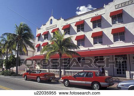 Miami Beach, FL, Art Deco District, Florida, Miami, Atlantic Ocean, Buildings along Ocean Drive in the Art Deco District in Miami Beach. View Large Photo Image Stock Photography - Miami Beach, FL, Art Deco District, Florida, Miami, Atlantic Ocean, Buildings along Ocean Drive in the Art Deco District in Miami Beach.. Fotosearch