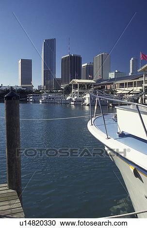 Miami, FL, Florida, Atlantic Ocean, Bayside Marketplace, a shopping, dining, entertainment mecca, on Biscayne Bay and skyline of downtown Miami. View Large Photo Image Stock Image - Miami, FL, Florida, Atlantic Ocean, Bayside Marketplace, a shopping, dining, entertainment mecca, on Biscayne Bay and skyline of downtown Miami.. Fotosearch