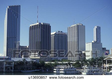 Miami, FL, Florida, Atlantic Ocean, Bayside Marketplace, a shopping, dining, entertainment mecca, on Biscayne Bay and skyline of downtown Miami. View Large Photo Image Stock Photo - Miami, FL, Florida, Atlantic Ocean, Bayside Marketplace, a shopping, dining, entertainment mecca, on Biscayne Bay and skyline of downtown Miami.. Fotosearch
