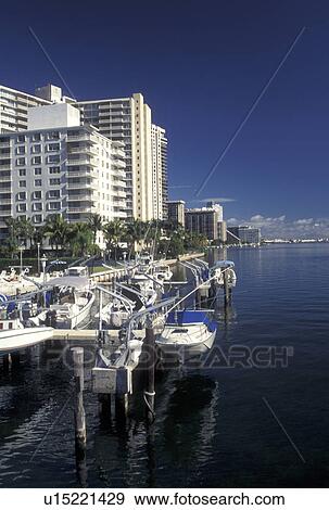 Miami, FL, Florida, Atlantic Ocean, Hotels, Condominiums and marina on Biscayne Bay in Southeast Miami. View Large Photo Image Stock Photo - Miami, FL, Florida, Atlantic Ocean, Hotels, Condominiums and marina on Biscayne Bay in Southeast Miami.. Fotosearch