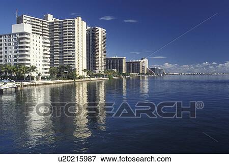 Miami, FL, Florida, Atlantic Ocean, Hotels and condominiums on Biscayne Bay in Southeast Miami. View Large Photo Image Stock Photo - Miami, FL, Florida, Atlantic Ocean, Hotels and condominiums on Biscayne Bay in Southeast Miami.. Fotosearch