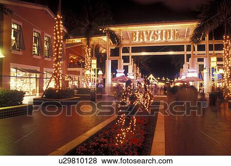 Miami, FL, Florida, Atlantic Ocean, Bayside Marketplace, a shopping, dining, entertainment mecca, in the evening in Miami. View Large Photo Image Stock Photo - Miami, FL, Florida, Atlantic Ocean, Bayside Marketplace, a shopping, dining, entertainment mecca, in the evening in Miami.. Fotosearch