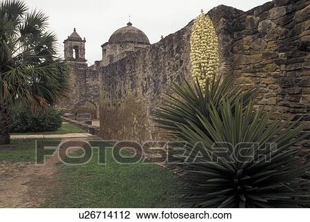 Stock Image -  mission, San Antonio, TX, Mission San Jose, Texas, Mission San Jose y San Miguel de Aguayo at San Antonio Missions National Historical Park.. Fotosearch