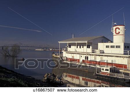 Stock Photo -  Mississippi River, Baton Rouge, Louisiana, LA, Barge along the Mississippi River in Baton Rouge.. Fotosearch