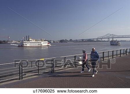 Stock Photography -  Mississippi River, LA, New Orleans, Louisiana, Riverboat cruise along the Mississippi River in New Orleans.. Fotosearch