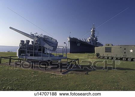 Stock Photo -  Mobile, AL, Alabama, Gulf of Mexico, USS Alabama displayed at USS Alabama Battleship Memorial Park. Fotosearch