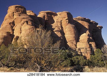 Picture -  monolith, Colorado National Monument, CO, Colorado, Saddlehorn unusual rock formations at Colorado Nat'l Monument in Colorado.. Fotosearch