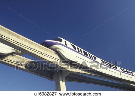 Stock Photo -  monorail, Disney World, FL, Orlando, Epcot, Lake Buena Vista, Florida, Monorail in Walt Disney World in Lake Buena Vista.. Fotosearch