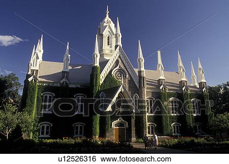 Stock Photograph -  mormons, Salt Lake City, UT, Utah, Assembly Hall at Temple Square in Salt Lake City. The Church of Jesus Christ of Latter-day Saints.. Fotosearch