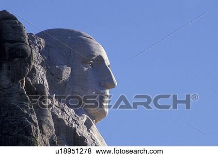 Stock Photo -  Mount Rushmore National Memorial, SD, South Dakota, Mt. Rushmore, Black Hills, Close-up of George Washington at the Mount Rushmore Nat'l Memorial.. Fotosearch