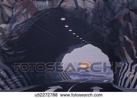 Stock Photo -  mural, Columbia, SC, South Carolina, Wall mural of Tunnelvision display on the side of a building in Columbia.. Fotosearch