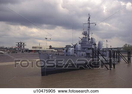 navy, Mississippi River, Baton Rouge, Louisiana, LA, USS Kidd, a World War II destroyer, at Louisiana Naval War Memorial on the Mississippi River in Baton Rouge. View Large Photo Image Stock Photography -  navy, Mississippi River, Baton Rouge, Louisiana, LA, USS Kidd, a World War II destroyer, at Louisiana Naval War Memorial on the Mississippi River in Baton Rouge.. Fotosearch