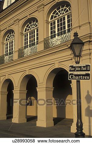 New Orleans, French Quarter, arcades, Louisiana, LA, The Cabildo along Chartres Street in the French Quarter of New Orleans. View Large Photo Image Stock Photo - New Orleans, French Quarter, arcades, Louisiana, LA, The Cabildo along Chartres Street in the French Quarter of New Orleans. . Fotosearch