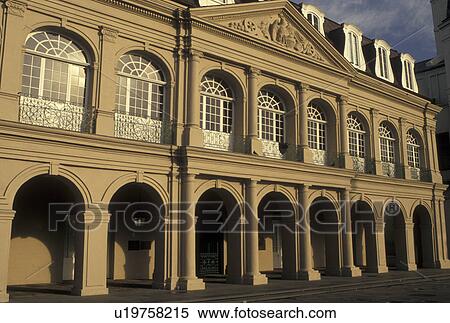 Stock Photography -  New Orleans, French Quarter, arcades, Louisiana, LA, The Cabildo along Chartres Street in the French Quarter of New Orleans. . Fotosearch