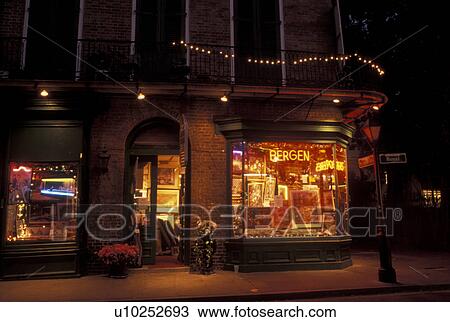 New Orleans, French Quarter, LA, Louisiana, A gallery in the French Quarter in New Orleans in the evening. View Large Photo Image Stock Image - New Orleans, French Quarter, LA, Louisiana, A gallery in the French Quarter in New Orleans in the evening. . Fotosearch