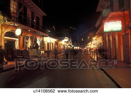 New Orleans, LA, French Quarter, Louisiana, Bourbon Street at night in the French Quarter in New Orleans. View Large Photo Image Stock Image - New Orleans, LA, French Quarter, Louisiana, Bourbon Street at night in the French Quarter in New Orleans. . Fotosearch