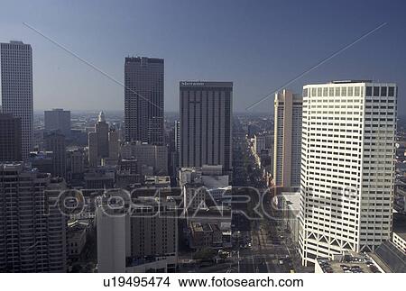 Picture -  New Orleans, LA, Louisiana, Aerial view of downtown New Orleans.. Fotosearch