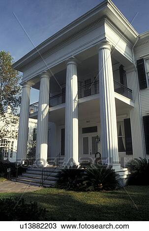 New Orleans, LA, mansion, Garden District, Louisiana, Greek revival style house with columns at 1407 First Street in the Garden District in New Orleans. View Large Photo Image Stock Image - New Orleans, LA, mansion, Garden District, Louisiana, Greek revival style house with columns at 1407 First Street in the Garden District in New Orleans. . Fotosearch