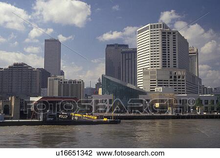 New Orleans, Louisiana, LA, View of the Aquarium of the Americas and downtown New Orleans along the Mississippi River. View Large Photo Image Stock Image - New Orleans, Louisiana, LA, View of the Aquarium of the Americas and downtown New Orleans along the Mississippi River.. Fotosearch