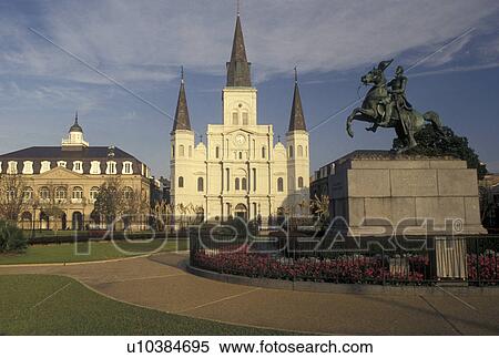 New Orleans, Saint Louis Cathedral, French Quarter, Louisiana, LA, St. Louis Cathedral in Jackson Square in the French Quarter of New Orleans. View Large Photo Image Stock Photography - New Orleans, Saint Louis Cathedral, French Quarter, Louisiana, LA, St. Louis Cathedral in Jackson Square in the French Quarter of New Orleans. . Fotosearch