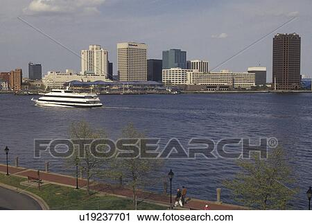 Norfolk, VA, Virginia, Hampton Roads Area, Skyline of downtown Norfolk and the Spirit of Norfolk excursion boat along the Elizabeth River in the spring. View Large Photo Image Stock Image - Norfolk, VA, Virginia, Hampton Roads Area, Skyline of downtown Norfolk and the Spirit of Norfolk excursion boat along the Elizabeth River in the spring.. Fotosearch