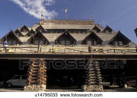 Old Faithful Inn, lodge, Yellowstone National Park, WY, Wyoming, Old Faithful Lodge in Yellowstone Nat'l Park in Wyoming. View Large Photo Image Stock Image - Old Faithful Inn, lodge, Yellowstone National Park, WY, Wyoming, Old Faithful Lodge in Yellowstone Nat'l Park in Wyoming.. Fotosearch