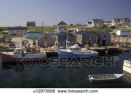 Peggy's Cove, Nova Scotia, fishing village, fishing boats, NS, Canada, Atlantic Ocean, Scenic view of the fishing village of Peggy's Cove in Nova Scotia. View Large Photo Image Stock Photo - Peggy's Cove, Nova Scotia, fishing village, fishing boats, NS, Canada, Atlantic Ocean, Scenic view of the fishing village of Peggy's Cove in Nova Scotia. . Fotosearch
