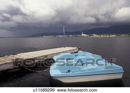 Quebec, Canada, Carleton, Paddleboats tied to a dock on Baie des Chaleurs in Carleton in Quebec. View Large Photo Image Stock Photo - Quebec, Canada, Carleton, Paddleboats tied to a dock on Baie des Chaleurs in Carleton in Quebec.. Fotosearch