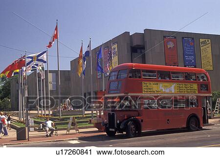 red bus, Charlottetown, P. E. I. Prince Edward Island, Canada, A red double decker bus is parked outside the Confederation Centre of the Arts in downtown Charlottetown on Prince Edward Island. View Large Photo Image Stock Image - red bus, Charlottetown, P. E. I. Prince Edward Island, Canada, A red double decker bus is parked outside the Confederation Centre of the Arts in downtown Charlottetown on Prince Edward Island.. Fotosearch