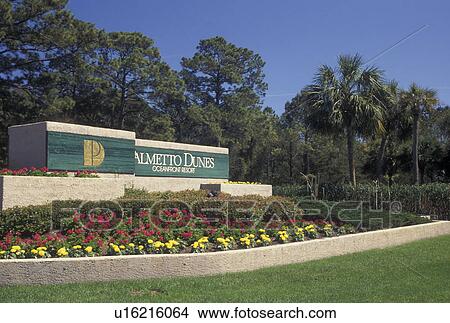 Picture -  resort, Hilton Head, SC, South Carolina, Entrance to Palmetto Dunes Oceanfront Resort on Hilton Head Island.. Fotosearch