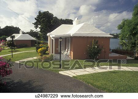 resort, hotel, Bermuda, accommodations, Smith's Parish, Cottages at Palmetto Hotel in Flatt's in Smith's Parish in Flatts in Bermuda.  View Large Photo Image Stock Photo -  resort, hotel, Bermuda, accommodations, Smith's Parish, Cottages at Palmetto Hotel in Flatt's in Smith's Parish in Flatts in Bermuda. . Fotosearch