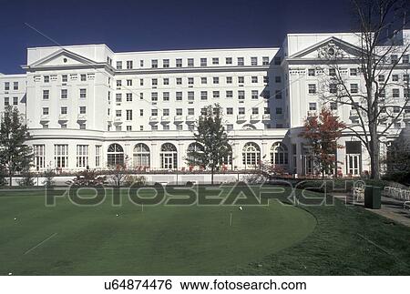 resort, inn, White Sulphur Springs, golf, WV, West Virginia, Practice Putting Green on the grounds of the Greenbrier Hotel a classic historic large-scale hotel in White Sulphur Springs. View Large Photo Image Stock Photograph - resort, inn, White Sulphur Springs, golf, WV, West Virginia, Practice Putting Green on the grounds of the Greenbrier Hotel a classic historic large-scale hotel in White Sulphur Springs.. Fotosearch