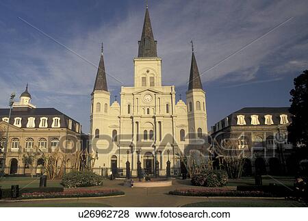 Saint Louis Cathedral, New Orleans, French Quarter, Louisiana, LA, St. Louis Cathedral in Jackson Square in the French Quarter of New Orleans. View Large Photo Image Stock Photo - Saint Louis Cathedral, New Orleans, French Quarter, Louisiana, LA, St. Louis Cathedral in Jackson Square in the French Quarter of New Orleans. . Fotosearch