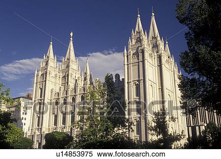 Stock Photography -  Salt Lake City, UT, temple, mormons, Utah, Mormon Temple in Salt Lake City. The Church of Jesus Christ of Latter-day Saints.. Fotosearch