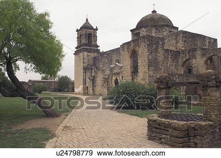 Stock Photo -  San Antonio, TX, Mission San Jose, Texas, Mission San Jose y San Miguel de Aguayo at San Antonio Missions National Historical Park.. Fotosearch