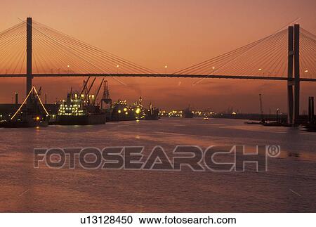 Savannah, GA, bridge, Georgia, Talmadge Memorial Bridge crossing the Savannah River in the evening in Savannah. View Large Photo Image Stock Image - Savannah, GA, bridge, Georgia, Talmadge Memorial Bridge crossing the Savannah River in the evening in Savannah.. Fotosearch