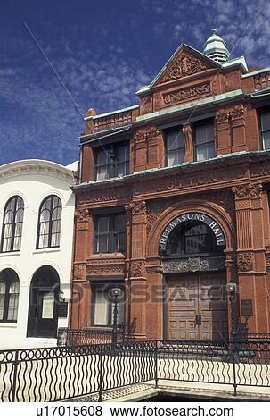 Stock Photo -  Savannah, GA, Georgia, 1886 Cotton Exchange Building along Factor's Walk in Savannah. . Fotosearch