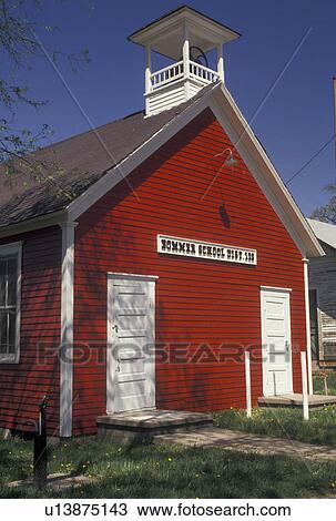 Stock Image -  schoolhouse, Marysville, KS, Kansas, Old Red Schoolhouse in Marysville.. Fotosearch