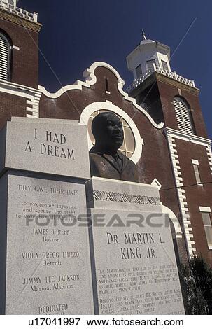 Selma, church, civil rights, Alabama, AL, Bust of Martin Luther King Jr. outside Brown Chapel AME Church in Selma in the spring. View Large Photo Image Stock Photo - Selma, church, civil rights, Alabama, AL, Bust of Martin Luther King Jr. outside Brown Chapel AME Church in Selma in the spring.. Fotosearch