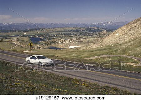 Stock Photo -  Shoshone National Forest, Beartooth Scenic Highway, WY, Wyoming, Beartooth Scenic Highway in Shoshone Nat'l Forest in Wyoming.. Fotosearch