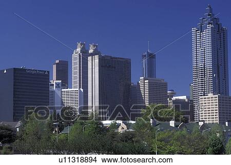 skyline, Atlanta, GA, Georgia, Skyline of downtown Atlanta in the spring. View Large Photo Image Picture - skyline, Atlanta, GA, Georgia, Skyline of downtown Atlanta in the spring.. Fotosearch