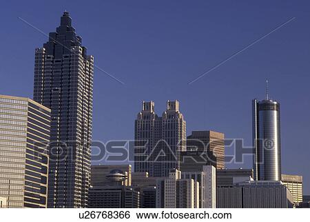 skyline, Atlanta, GA, Georgia, Skyline of downtown Atlanta. View Large Photo Image Stock Photograph - skyline, Atlanta, GA, Georgia, Skyline of downtown Atlanta.. Fotosearch