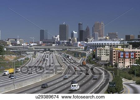 skyline, expressway, Atlanta, GA, Georgia, Skyline of Atlanta from interstate I-85/75 in Atlanta. View Large Photo Image Picture - skyline, expressway, Atlanta, GA, Georgia, Skyline of Atlanta from interstate I-85/75 in Atlanta.. Fotosearch